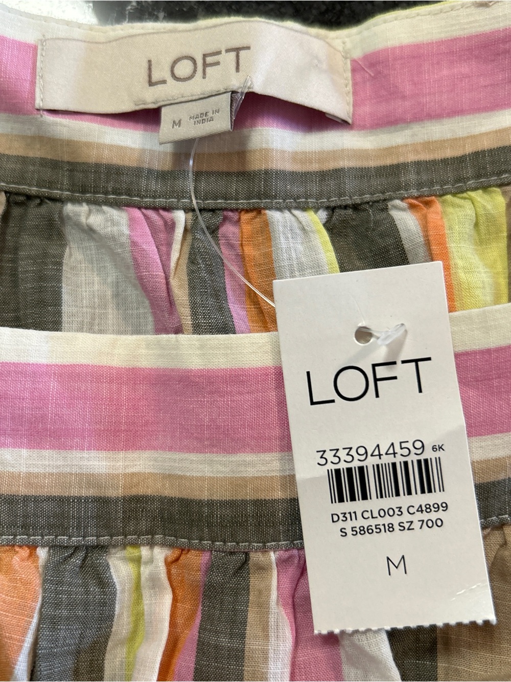 NWT LOFT Striped Flutter Sleeve Square Neck Top - Size Medium - Picture 3 of 5